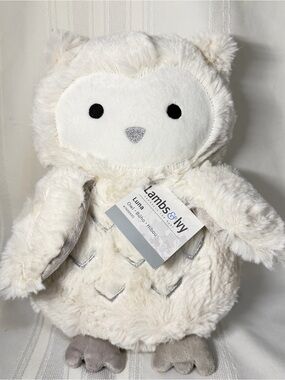 New Lambs & Ivy Luna White/Gray Plush Owl Stuffed Animal Stuffy Baby Toy